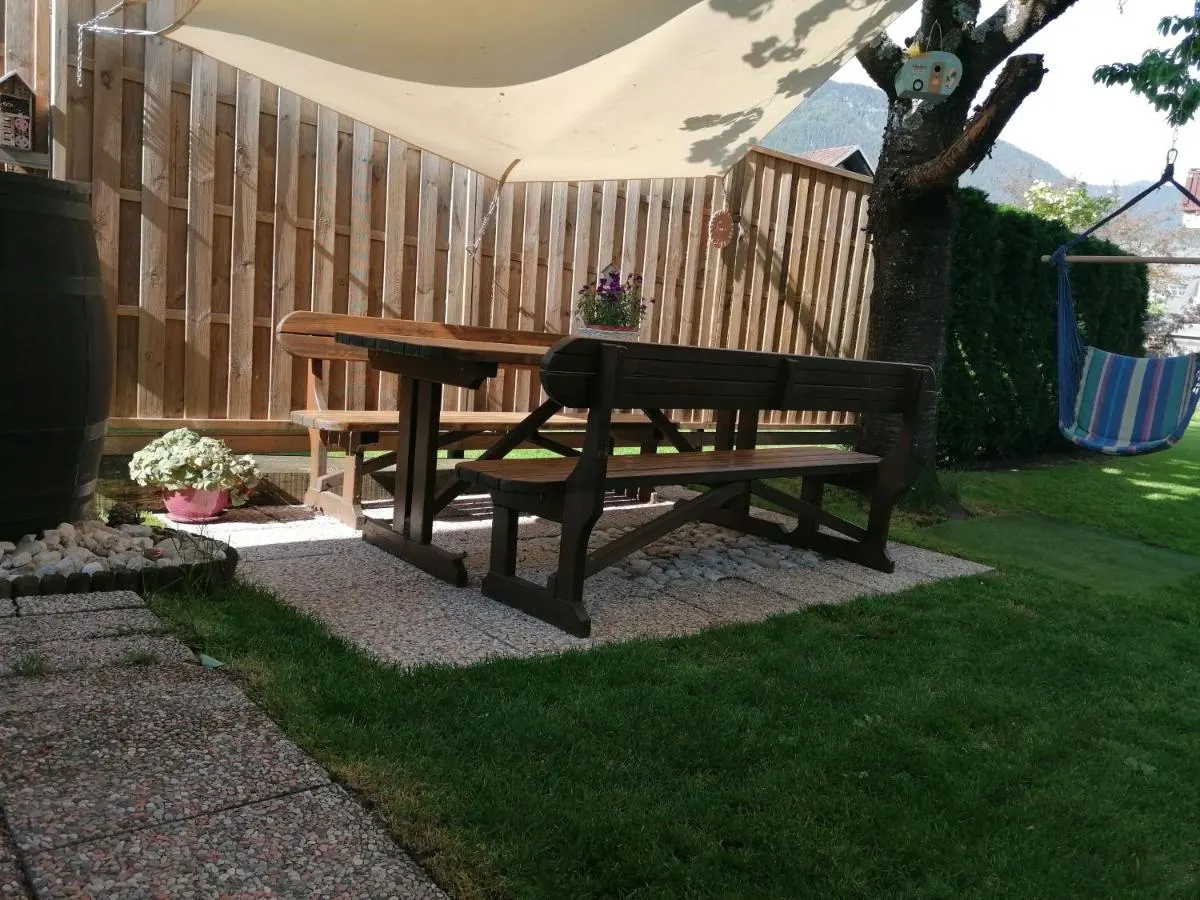 Bench and table in the garden